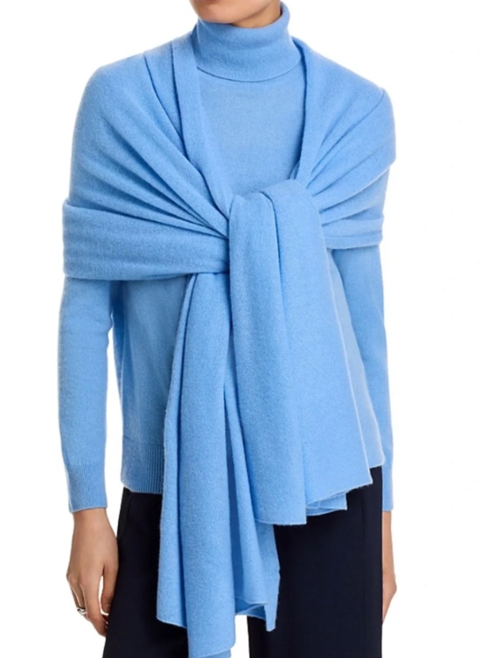 C By Bloomingdale's Cashmere Travel Wrap One Size Heather Blue Sky